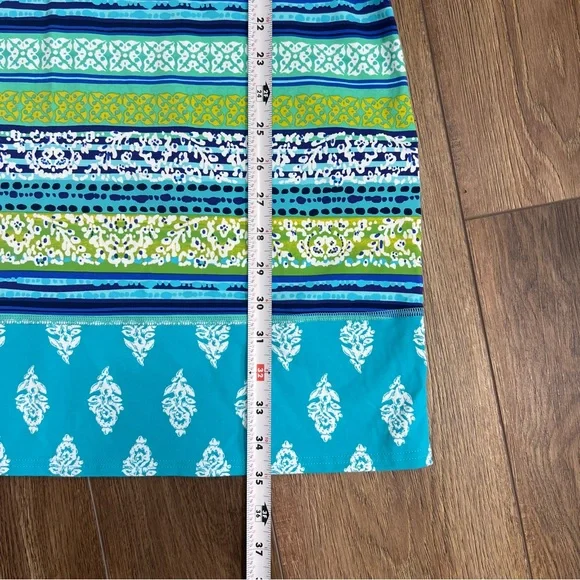 Lands End Colorful Nylon Blend T Shirt Dress Size Medium Swim Vacation Beach - Picture 7 of 11